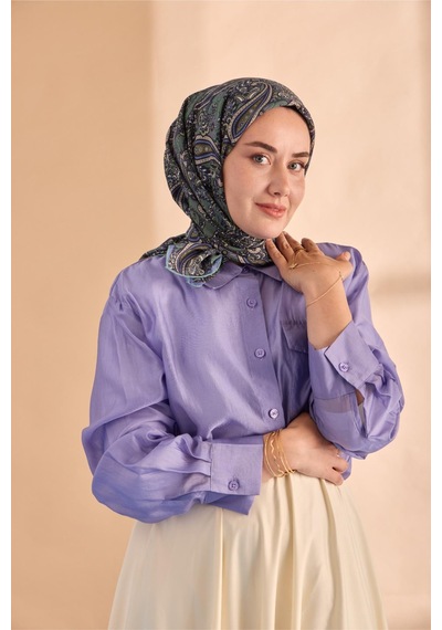 Silk Home Yaz Esintisi Eşarp 150002-12 Çağla, Lila Mavi, Taş, Sisli Yeşil