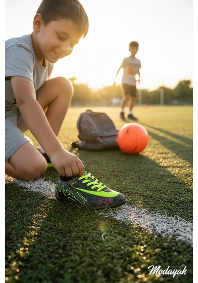 Modayak Walked Siyah Sarı Çorapsız Halısaha Krampon Futbol Ayakkabısı Siyah