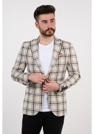 Sir Kareli Regular Fit Erkek Tek Ceket(434102389)