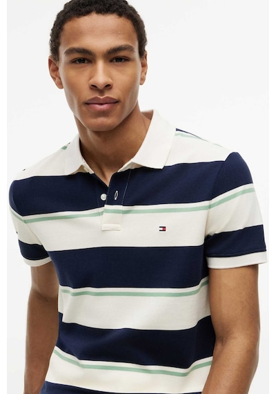 Tommy Hilfiger Varıed Roadmap Strıpe Reg Polo Erkek Mavi T-shirt - Mw0mw44325