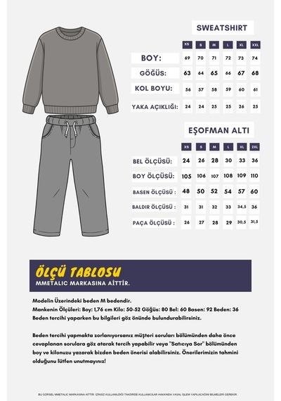 Mmetalic Gri Relaxed Fit Bisiklet Yaka Sweatshirt Düz Paça Erkek Eşofman Takımı