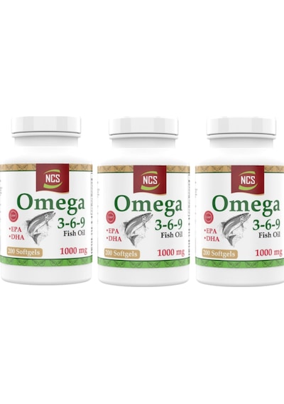 Omega 3 6 9 Balık Yağı 1000 Mg 200 Capsül X 3 Kutu 600 Capsül