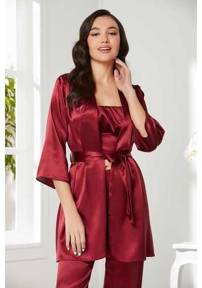 Pierre Cardin Saten 3'lü Kadın Pijama Takımı - 2075 001