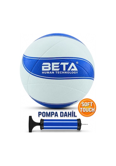 Voleybol Topu Pompalı Dahil Set Kauçuk Beta Dikişsiz Yekpare Üretim Beyaz-mavi