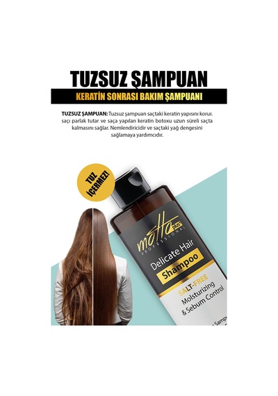Motto Plus Professional Düzleştirici Köpük Keratin Botox Ve Tuzsuz Şampuan 2'li Saç Bakım Seti