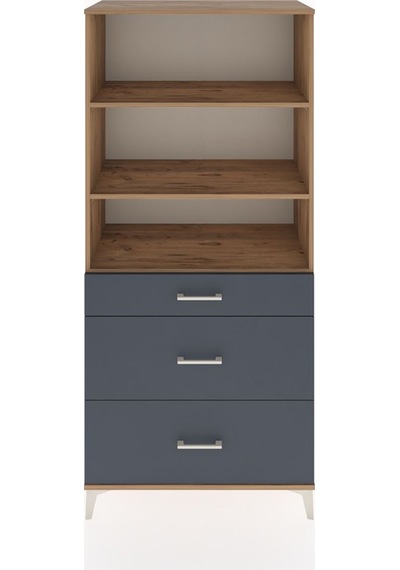 Hyperion Dolap 3 Raflı 3 Çekmeceli 88x44x195 Çam-antrasit Çam