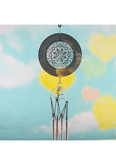 Feng Shui Mandala Temalı Rüzgar Çanı Dış Mekan Bahçe Balkon Süsü Yeni Ev & Arkadaş Hediyesi 60 Cm.
