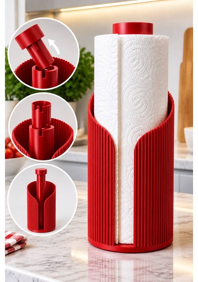 Modern Rulo Peçetelik 3d Tasarım Ürünü Yemek Masası Peçetelik Kırmızı Kırmızı
