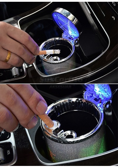 Üniversal 7 Renkli Rgb Led Işıklı Lüx Oto Küllük Kapaklı Spor Araç İçi Küllük Araba Küllüğü 00 Şüscaroto Aksesuar