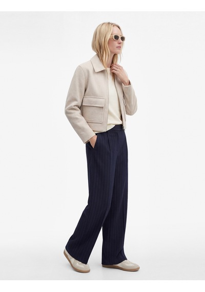 Koton Regular Fit Uzun Kollu Cepli Fermuarlı Crop Kaşe Ceket Ekru 6wak20446ew Ekru