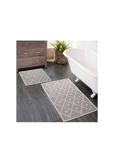 2 Li Bukle Banyo Takımı Banyo Tekstili/modern/doğal/sade/şık Kaymaz Taban -1069 Kahve