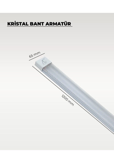 60w Beyaz Kristal Led Bant Armatür 3200k Sarı Işık Siyah