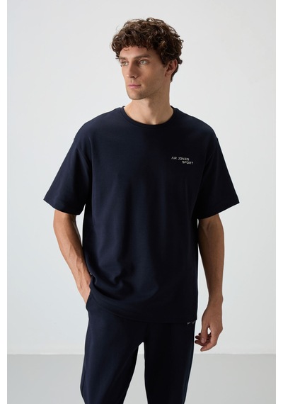 Tommy Life Lacivert Pamuklu Kalın Yumuşak Dokulu Oversize Fit Nakışlı Erkek Eşofman Takım - 85252 Lacivert