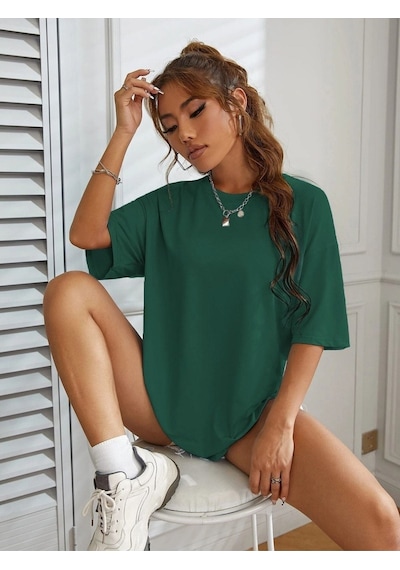 Good Things T-shirt - Yeşil Baskılı Oversize Bisiklet Yaka Kısa Kol Tişört Yeşil