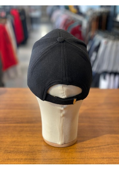 Kaşe Kumaş Kışlık Siyah Renk Cap Şapka Siyah
