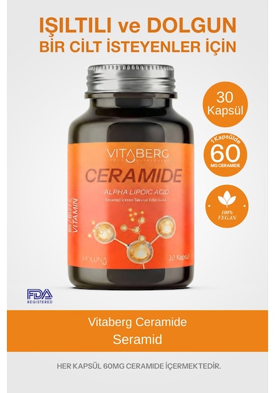 Ceramide 30 Kapsül Seramid, Alfa Lipoik Asit, Vitamin C, B6 Ve B12 Vegan