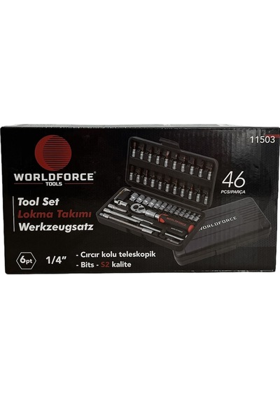 Worldforce 46 Parça S-Ultra 1/4" Uzatmalı Cırcır Lokma Takımı