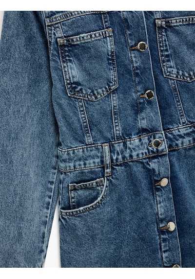 Koton Uzun Kollu Klasik Yaka Düğmeli Cep Detaylı A Kesim Mini Denim Elbise Orta İndigo 6wal80001md Indigo Koton Uzun Kollu Klasik Yaka Düğmeli Cep Detaylı A Kesim Mini Denim Elbise Orta İndigo 6wal80001md Indigo