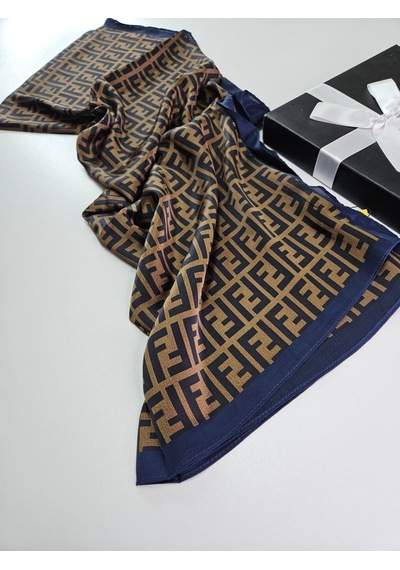 Miorel Scarfs F Desen İthal Vual İpek Şal Aksesuar Fular Silk Scarfs Shawl Hijab Kahverengi