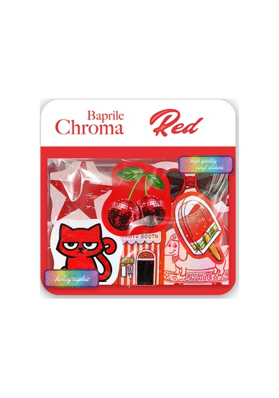 Kırmızı Renk Temalı Hologram Stickerlar 21 Adet Sticker Paketi Suya Dayanıklı Laptop Termos Telefon Etiket Seti