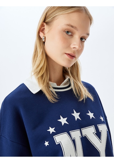 Koton Kolej Baskılı Biyeli Bisiklet Yaka Şardonlu Oversize Sweatshirt Lacivert 5wal10832ık Lacivert Koton Kolej Baskılı Biyeli Bisiklet Yaka Şardonlu Oversize Sweatshirt Lacivert 5wal10832ık Lacivert