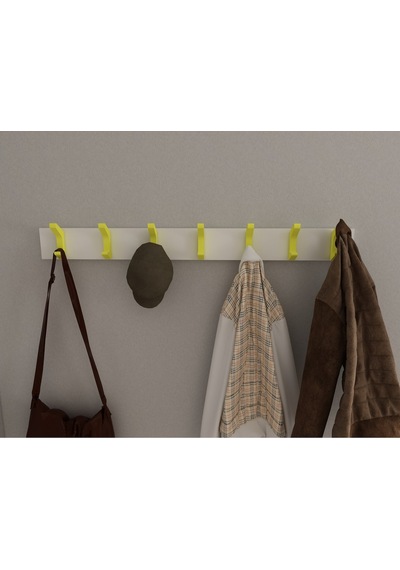 Hepsi3boyutlu Modern Duvar & Kapı Kanca Askılık - 7 Adet Sarı Kanca Askılık - Model No : 2 Sarı