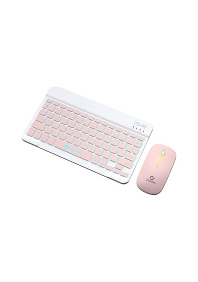 Gravion Km-bt35 Işıklı Kablosuz Bluetooth Klavye Mouse Seti Pembe, Şarjlı Türkçe Q, Tablet Telefon L Diğer