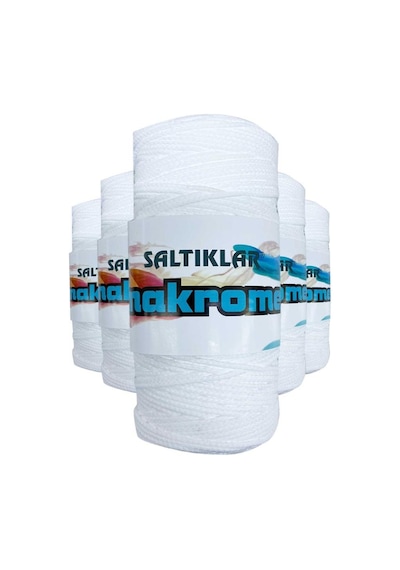 5 Adet Polyester Makrome İpi 10 Kar Beyaz 100 gr