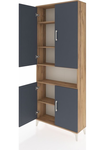 Arges Dolap 5 Raflı 4 Kapaklı 88x30x221 Çam-antrasit Atlas Çam Arges Dolap 5 Raflı 4 Kapaklı 88x30x221 Çam-antrasit Atlas Çam