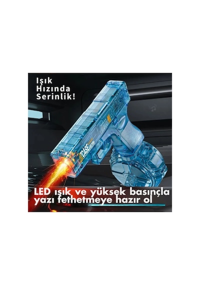 Oyuncak Sarjlı Işıklı Otomatik Su Tabancası Su Püskürtmeli 23 Cm
