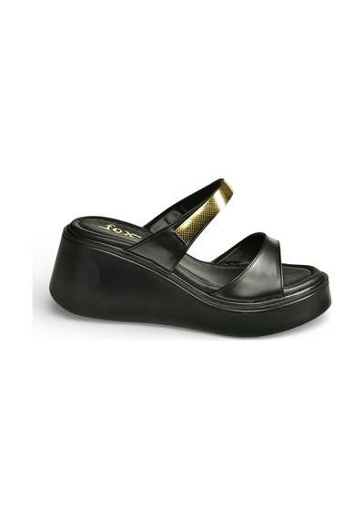 Fox Shoes Y973518509 Siyah Kalın Tabanlı Kadın Terlik Siyah