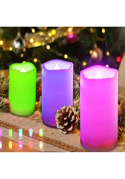 3lü Set Led Mum Rgb Kumandalı Renkli Işıklı Mum 3lü Set Led Remote Control Electronic Candle Işıklı Mum