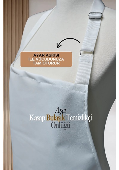 Suni Deri Su Geçirmez Bulaşıkçı Önlüğü Aşçı Önlüğü Kasap Önlüğü Temizlikçi Önlüğü Beyaz