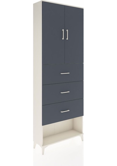 Arges Dolap 3 Raflı 3 Çekmeceli 2 Kapaklı 88x30x243 Aytaşı-antrasit Aytası