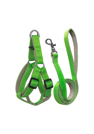 Markapet Gezdirme Kayışlı Dokuma Köpek Göğüs Tasma Seti 32 x 47-110 CM Neon Yeşil