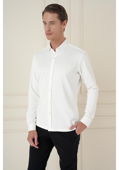 Efor G 1583 Slim Fit Ekru Klasik Gömlek Ekru