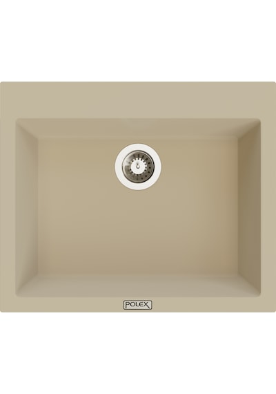 Polex Cristalüx Granit Evye P-X60 Bej Tezgah Altı Ve Tezgah Üstü Kare Mutfak Evyesi 60x50 CM
