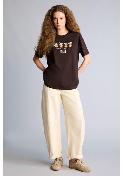 Defacto Oversize Kahverengi Kadın T-shirt H1073ax/bn207