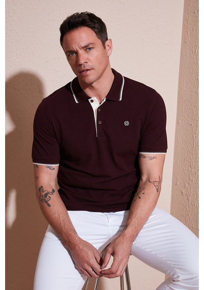Buratti % 100 Pamuk Düğmeli Regular Fit Erkek Polo Yaka T Shirt 5902118 Vişne-Beyaz Buratti % 100 Pamuk Düğmeli Regular Fit Erkek Polo Yaka T Shirt 5902118 Vişne-Beyaz