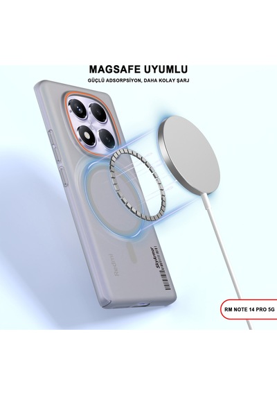Redmi Note 14 Pro 5g Magsafe Uyumlu Mat Sert Klein Kılıf Gri