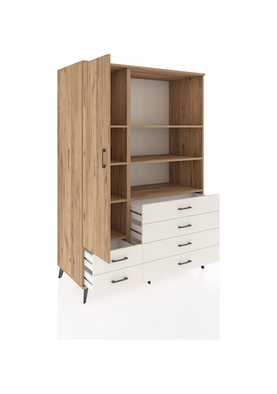 Kronos Dolap 7 Raflı 6 Çekmeceli Tek Kapaklı 132x59x195 Çam-... Çam