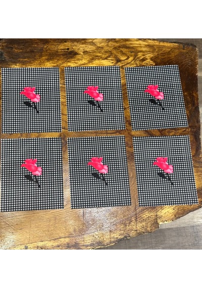 6 Lı Leke Turmaz Çiçekli Ekose Çatal Bıçak Sunum Peçete Kahve Sunum 18x16 Cm Siyah