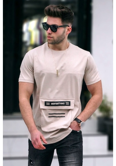 Madmext Madmext Baskılı Bej T-Shirt 5359-Bej