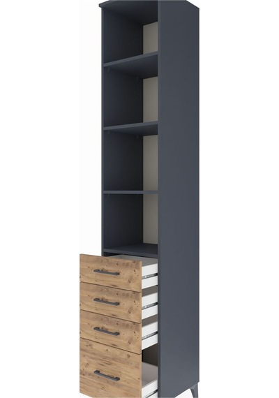 Hyperion Dolap 4 Raflı 4 Çekmeceli 44x44x243 Antrasit-çam Antrasit