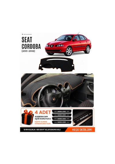 Seat Cordoba 2001-2008 Uyumlu Torpido Örtüsü, Torpido Kılıfı - Siyah-kahverengi - Se003