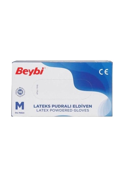 Beybi Lateks Pudralı Muayene Eldiveni M - Medium - Orta 200lü Set