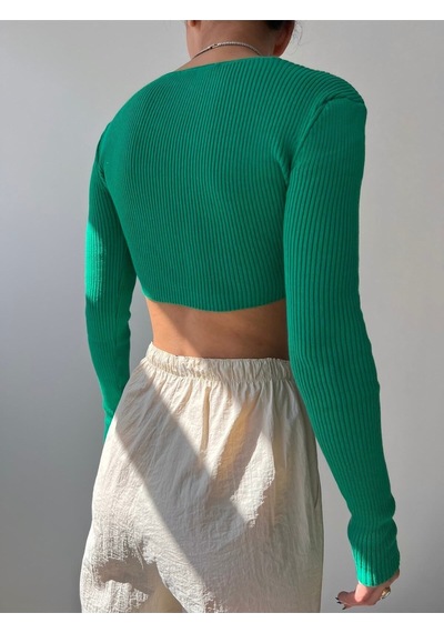 Mai Collection Mai Studios Co. Berta Yeşil Triko Crop Yeşil