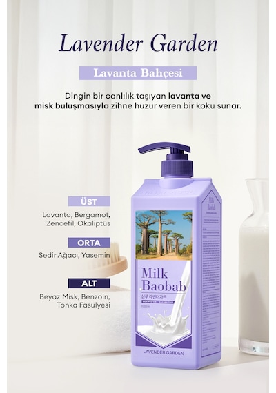 Yıpranmış Saçları Onaran Yoğun Nemlendirici Şampuan Mılk Baobab Original Shampoo Lavender Garden