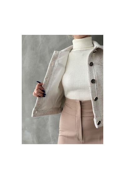 Verymoda Dugmeli Kase Mont F1547 Krem