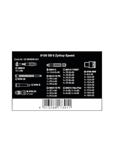 Wera 8100 SB 6 Cırcır Zyklop Karma Set 3/8" 05004046001
